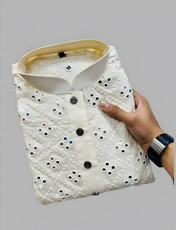 FOXDX_White_Men_Embroidered_A-Line_Kurta