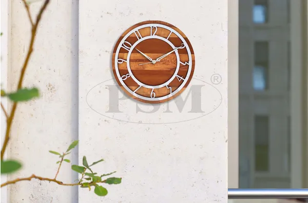 LASER_CUT_WOODEN_WALL_CLOCK_BROWN_IVORY_WHITE_PSM_1109