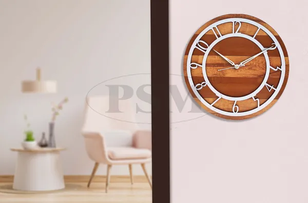 LASER_CUT_WOODEN_WALL_CLOCK_BROWN_IVORY_WHITE_PSM_1109