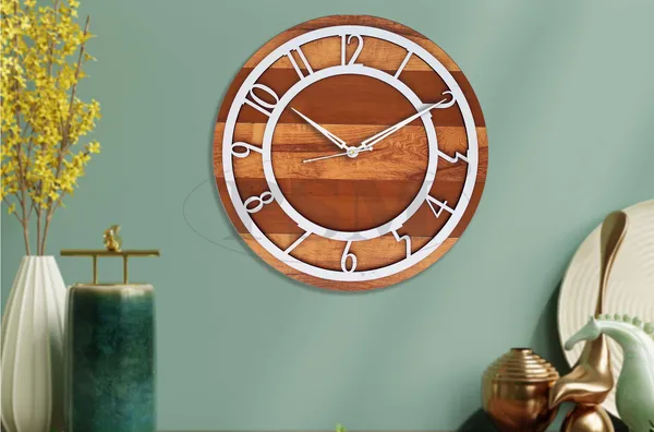 LASER_CUT_WOODEN_WALL_CLOCK_BROWN_IVORY_WHITE_PSM_1109