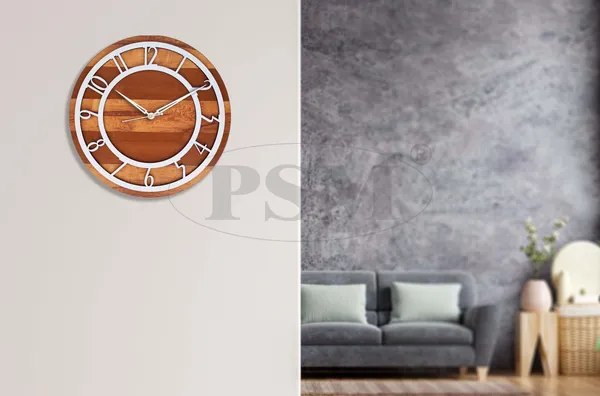 LASER_CUT_WOODEN_WALL_CLOCK_BROWN_IVORY_WHITE_PSM_1109