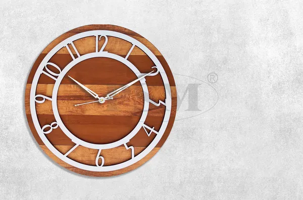 LASER_CUT_WOODEN_WALL_CLOCK_BROWN_IVORY_WHITE_PSM_1109