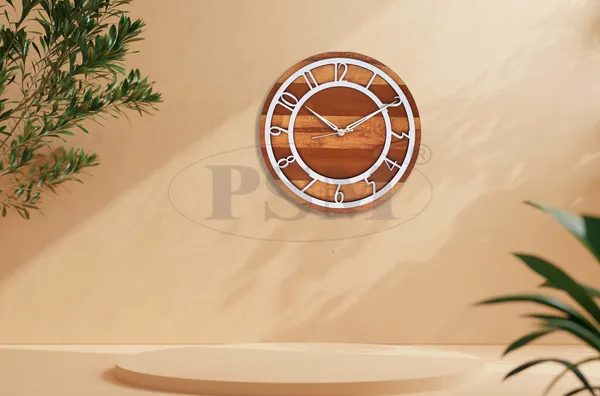 LASER_CUT_WOODEN_WALL_CLOCK_BROWN_IVORY_WHITE_PSM_1109