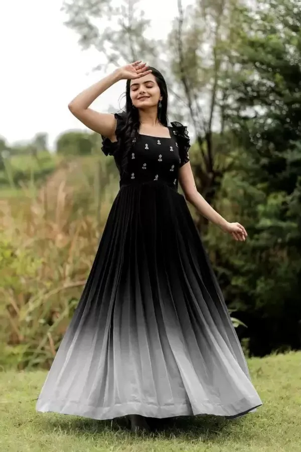 FOXDX_Black_Women_Embellished_Flared_Kurta