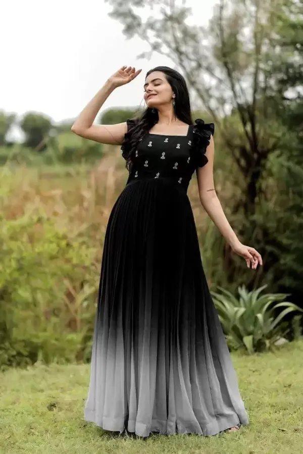 FOXDX_Black_Women_Embellished_Flared_Kurta
