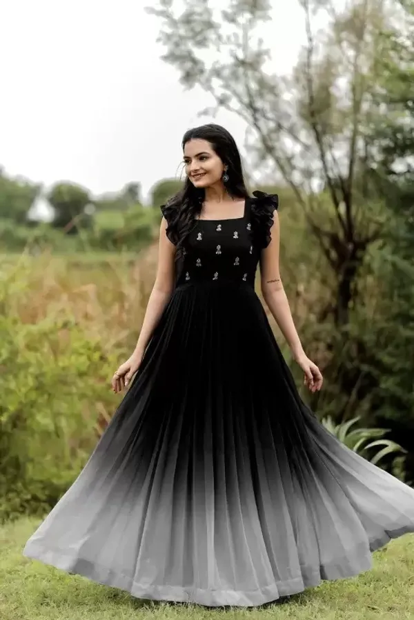 FOXDX_Black_Women_Embellished_Flared_Kurta
