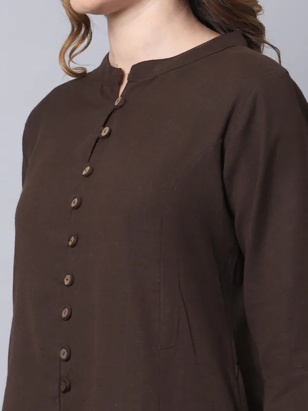 Brown_Cotton_Printed_Cut_Regular_Kurta