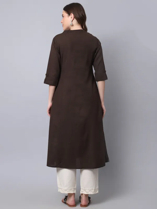 Brown_Cotton_Printed_Cut_Regular_Kurta