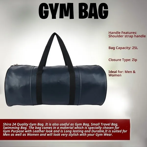 Navy_Blue_Synthetic_Leather_Gym_Bag_With_Shoulder_Strap