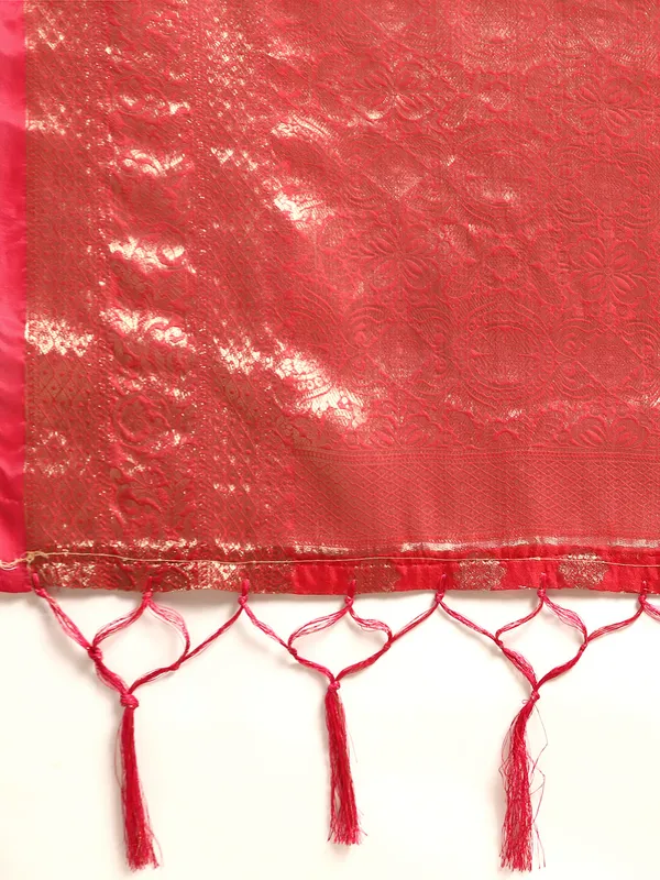 Indian_Women_Red_Organza_Silk_Land_Woven_Design_Zari_Pure_Cotton_Fusion_Saree