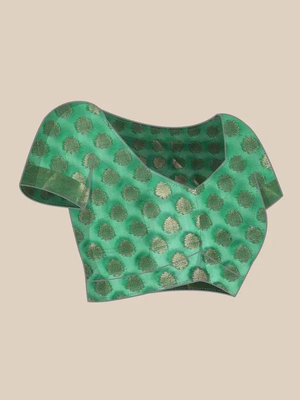 Indian_Women_Green_Organza_Silk_Land_Woven_Design_Zari_Pure_Cotton_Fusion_Saree