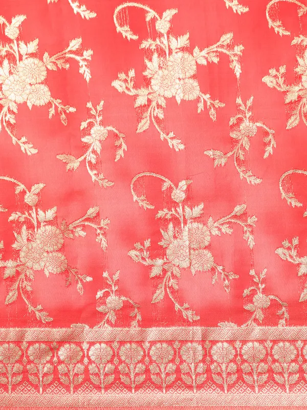 Indian_Women_Pink_Organza_Silk_Land_Woven_Design_Zari_Pure_Cotton_Fusion_Saree