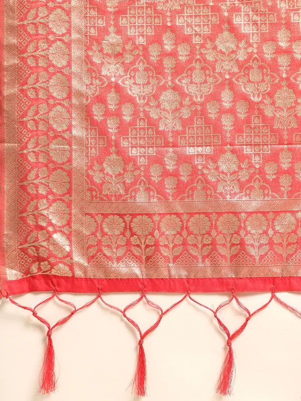 Indian_Women_Pink_Organza_Silk_Land_Woven_Design_Zari_Pure_Cotton_Fusion_Saree