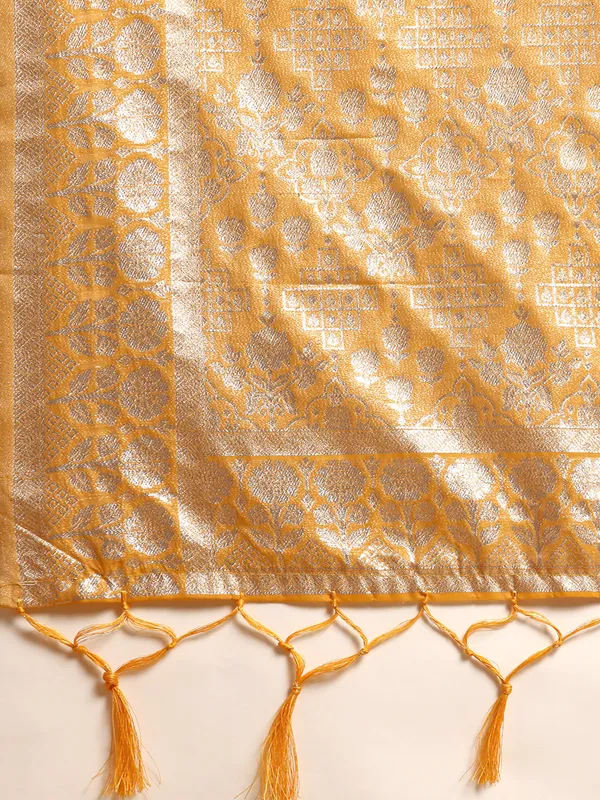 Indian_Women_Yellow_Organza_Silk_Land_Woven_Design_Zari_Pure_Cotton_Fusion_Saree