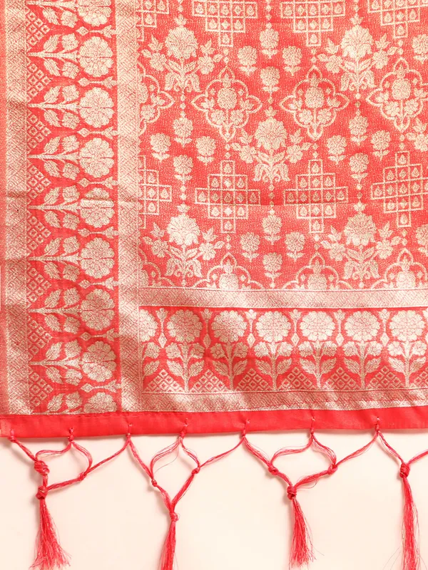 Indian_Women_Red_Organza_Silk_Land_Woven_Design_Zari_Pure_Cotton_Fusion_Saree