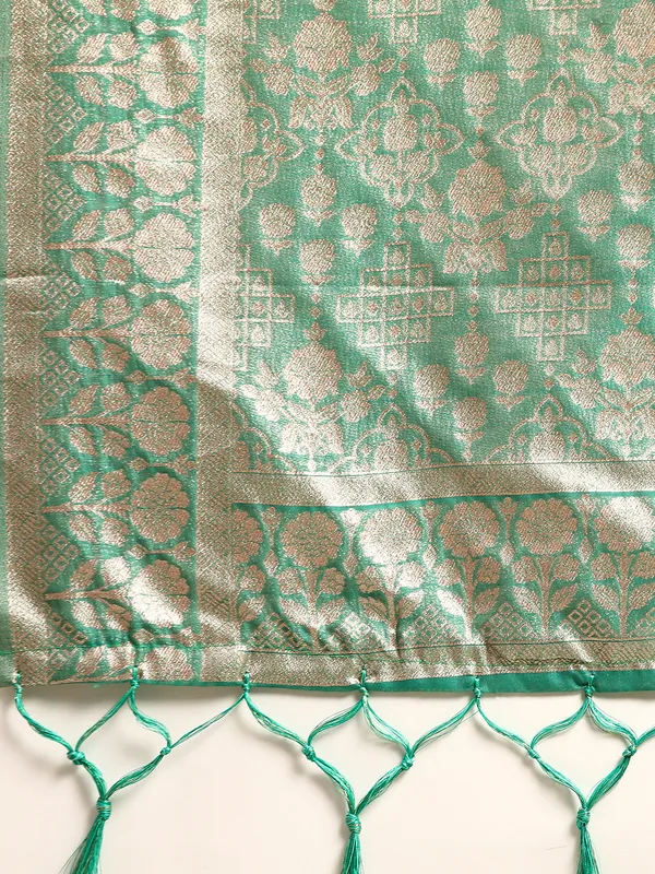 Indian_Women_Light_Green_Organza_Silk_Land_Woven_Design_Zari_Pure_Cotton_Fusion_Saree