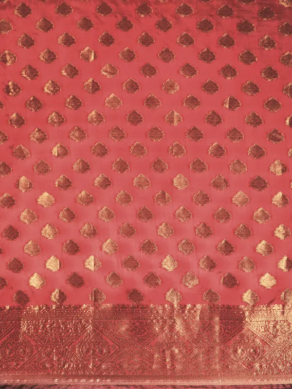 Indian_Women_Gajari__Organza_Silk_Land_Woven_Design_Zari_Pure_Cotton_Fusion_Saree