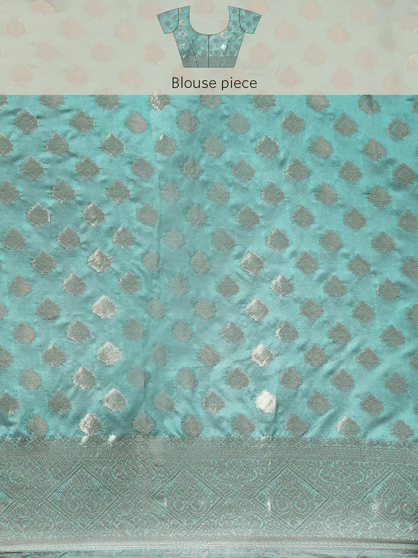 Indian_Women_Teal_Blue_Organza_Silk_Land_Woven_Design_Zari_Pure_Cotton_Fusion_Saree