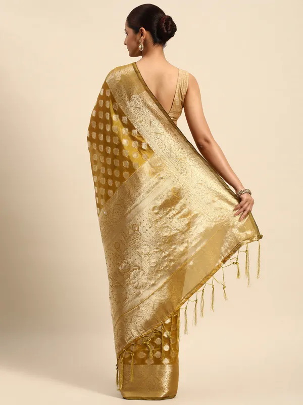 Indian_Women_Mehendi_Organza_Silk_Land_Woven_Design_Zari_Pure_Cotton_Fusion_Saree