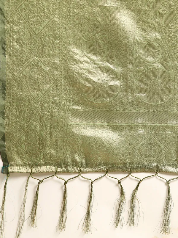 Indian_Women_Green_Organza_Silk_Land_Woven_Design_Zari_Pure_Cotton_Fusion_Saree