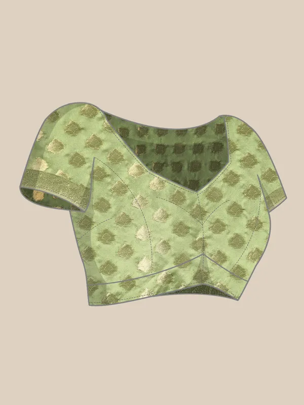 Indian_Women_Green_Organza_Silk_Land_Woven_Design_Zari_Pure_Cotton_Fusion_Saree