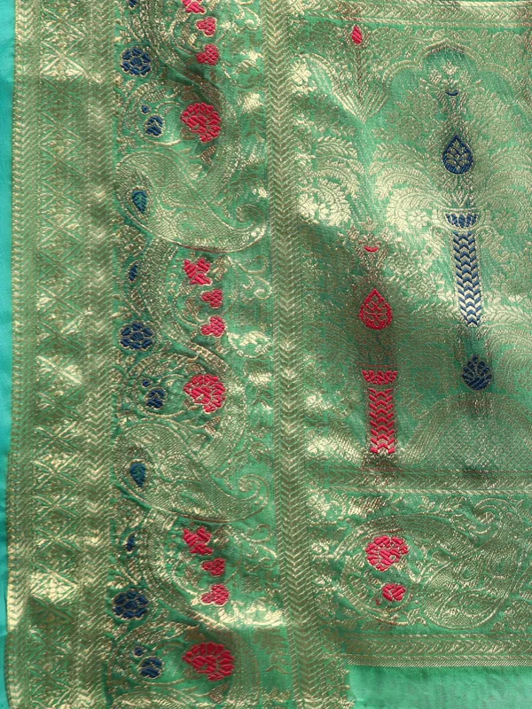 Indian_Women_Green_Organza_Silk_Land_Woven_Design_Zari_Pure_Cotton_Fusion_Saree