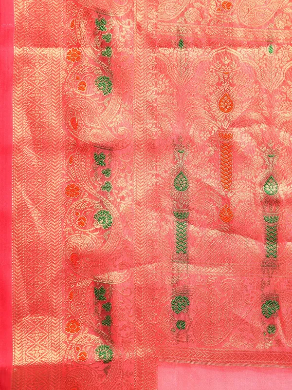 Indian_Women_Pink_Organza_Silk_Land_Woven_Design_Zari_Pure_Cotton_Fusion_Saree