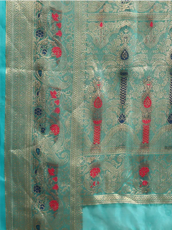 Indian_Women_Morpeach_Organza_Silk_Land_Woven_Design_Zari_Pure_Cotton_Fusion_Saree