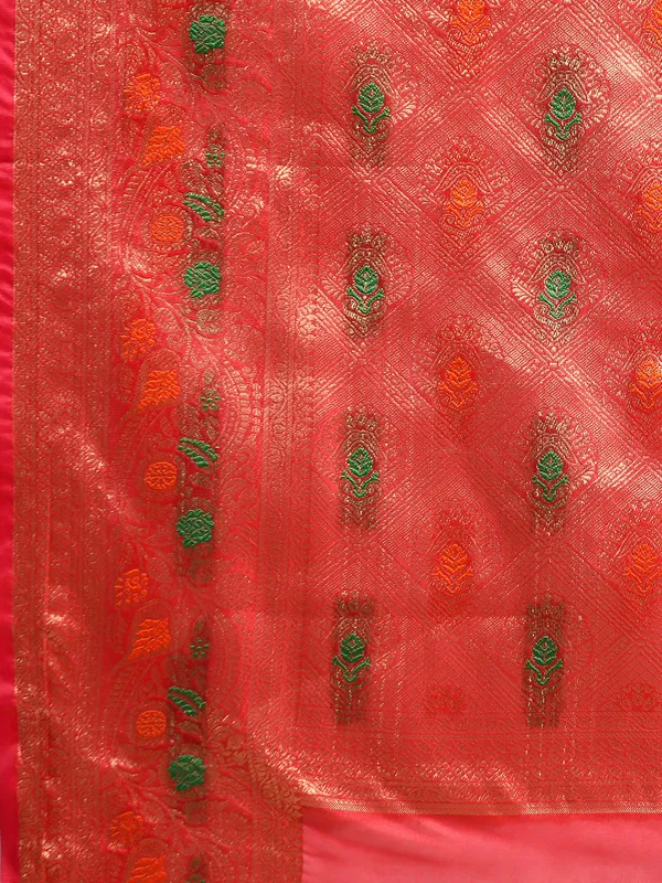 Indian_Women_Rani_Organza_Silk_Land_Woven_Design_Zari_Pure_Cotton_Fusion_Saree
