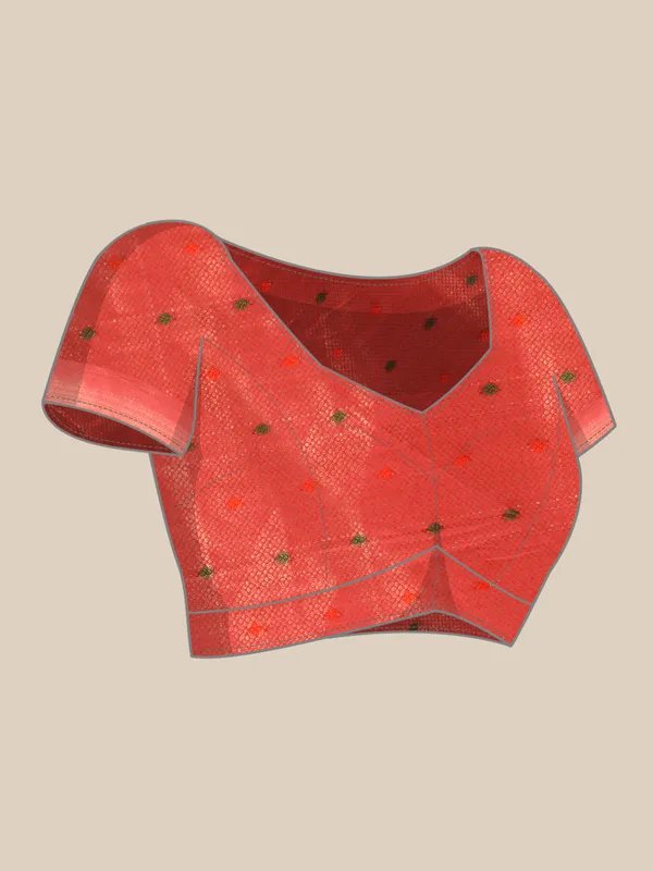 Indian_Women_Rani_Organza_Silk_Land_Woven_Design_Zari_Pure_Cotton_Fusion_Saree