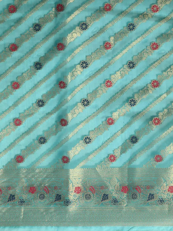 Indian_Women_Morpeach_Organza_Silk_Land_Woven_Design_Zari_Pure_Cotton_Fusion_Saree
