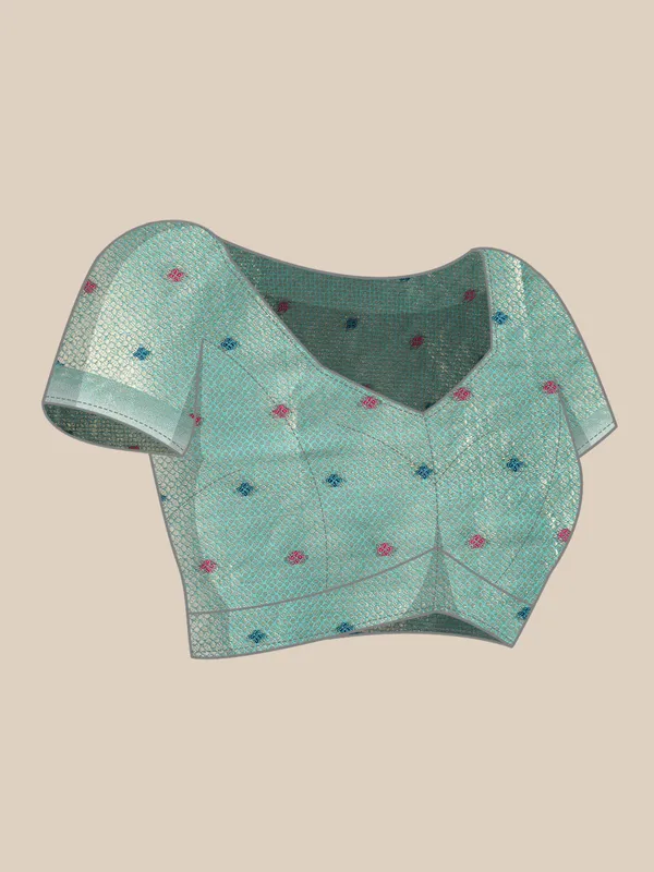 Indian_Women_Morpeach_Organza_Silk_Land_Woven_Design_Zari_Pure_Cotton_Fusion_Saree