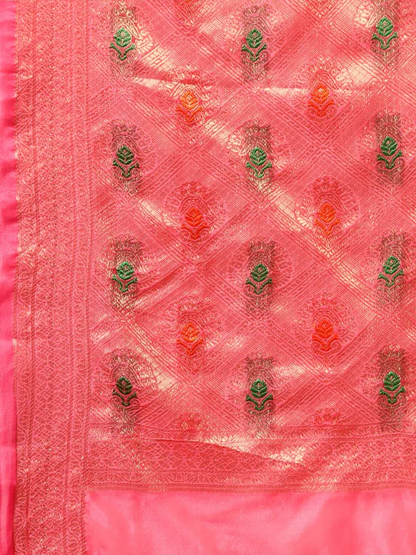 Indian_Women_Pink_Organza_Silk_Land_Woven_Design_Zari_Pure_Cotton_Fusion_Saree