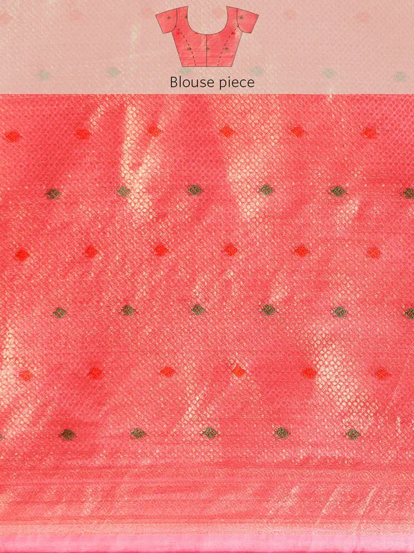 Indian_Women_Pink_Organza_Silk_Land_Woven_Design_Zari_Pure_Cotton_Fusion_Saree