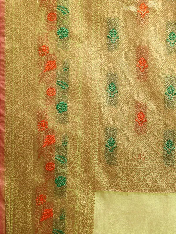 Indian_Women_Mehendi_Organza_Silk_Land_Woven_Design_Zari_Pure_Cotton_Fusion_Saree