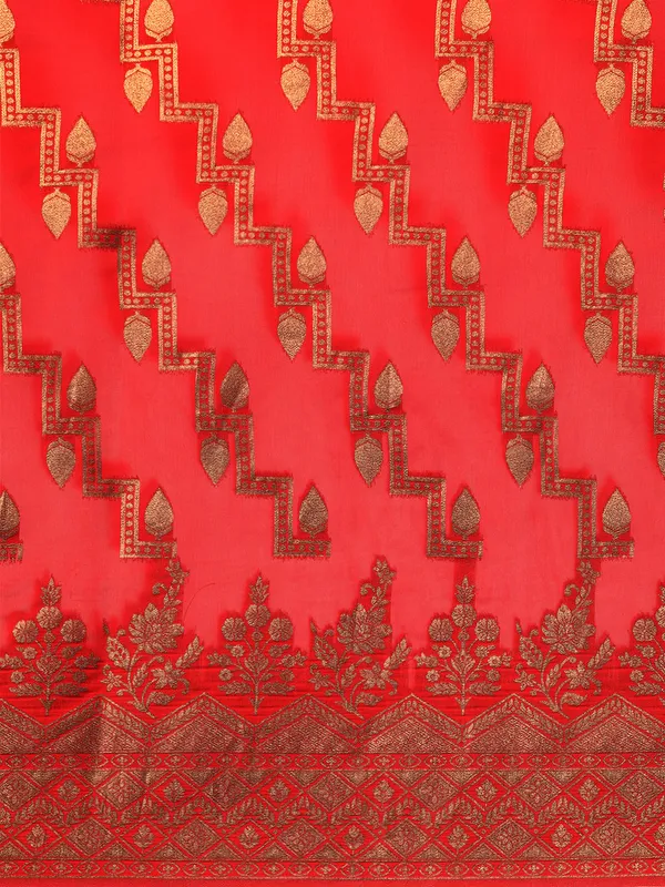 Indian_Women_Red_Organza_Silk_Land_Woven_Design_Zari_Pure_Cotton_Fusion_Saree