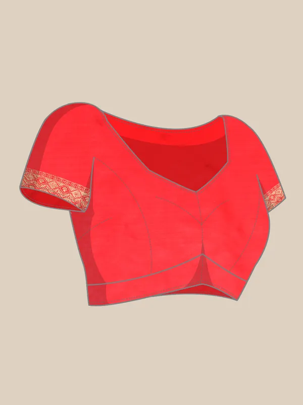 Indian_Women_Red_Organza_Silk_Land_Woven_Design_Zari_Pure_Cotton_Fusion_Saree