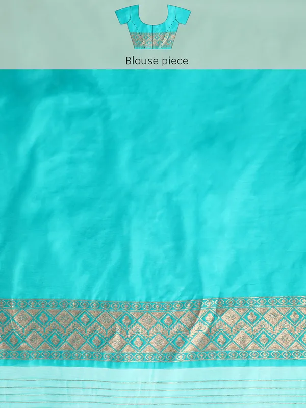 Indian_Women_Turquoise_Blue_Organza_Silk_Land_Woven_Design_Zari_Pure_Cotton_Fusion_Saree