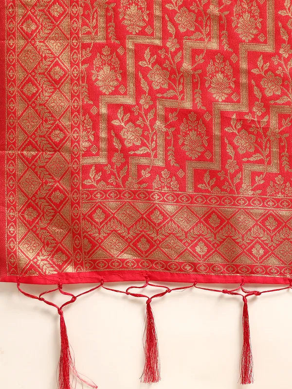 Indian_Women_Rani_Organza_Silk_Land_Woven_Design_Zari_Pure_Cotton_Fusion_Saree