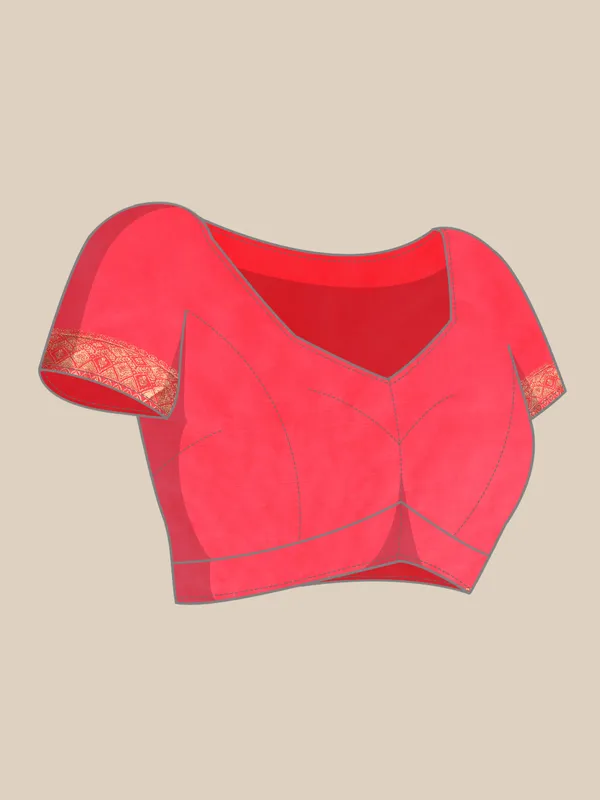 Indian_Women_Rani_Organza_Silk_Land_Woven_Design_Zari_Pure_Cotton_Fusion_Saree