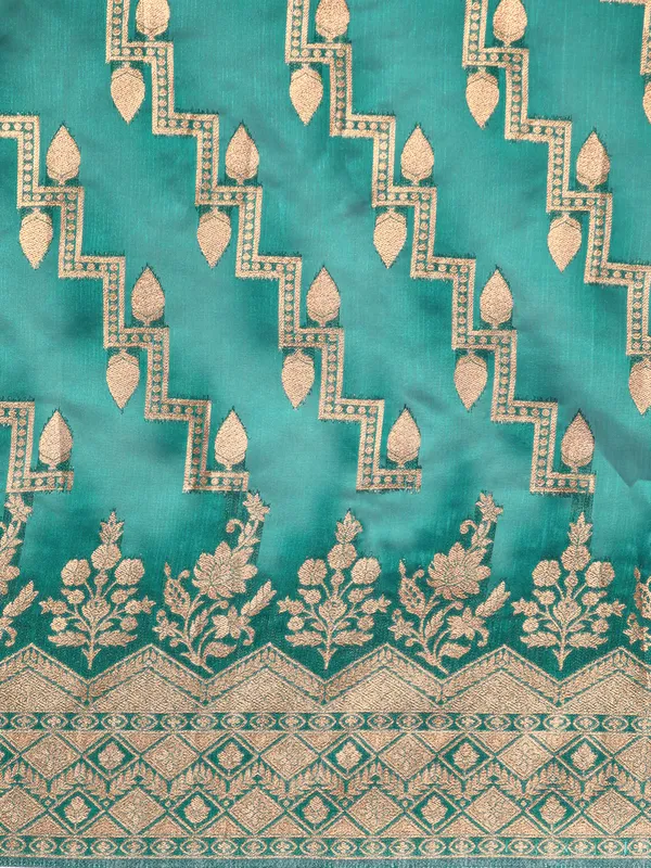 Indian_Women_Morpeach_Organza_Silk_Land_Woven_Design_Zari_Pure_Cotton_Fusion_Saree