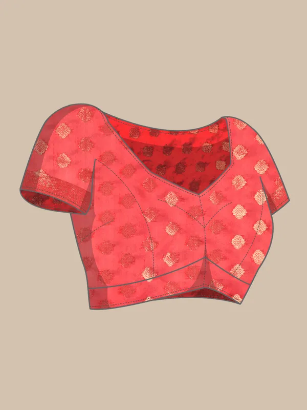Indian_Women_Red_Organza_Silk_Land_Woven_Design_Zari_Pure_Cotton_Fusion_Saree