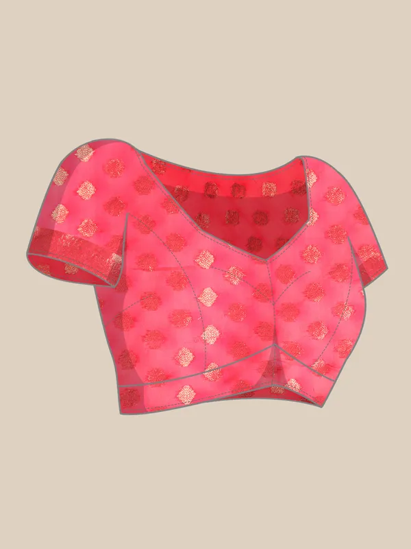 Indian_Women_Rani_Organza_Silk_Land_Woven_Design_Zari_Pure_Cotton_Fusion_Saree
