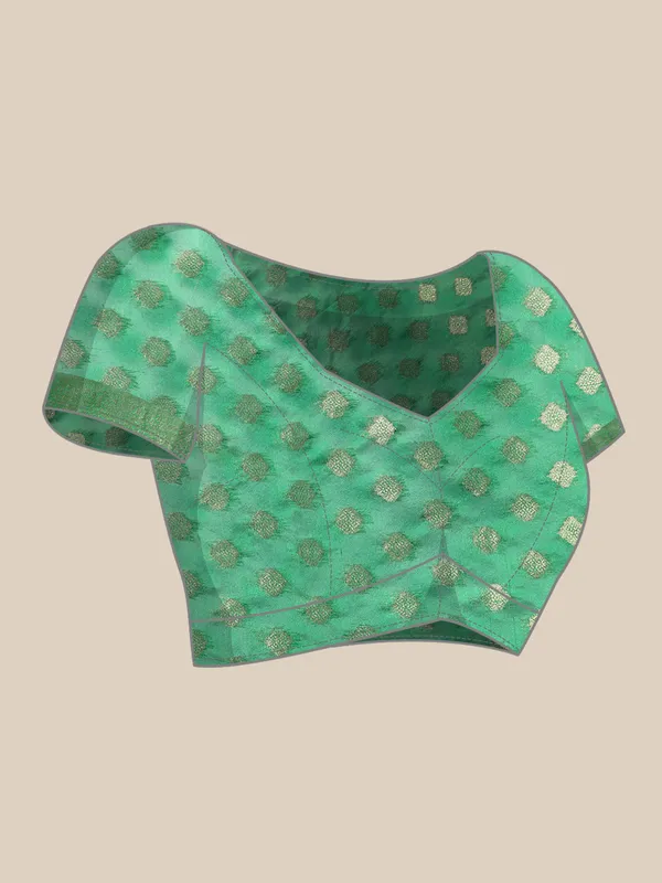 Indian_Women_Green_Organza_Silk_Land_Woven_Design_Zari_Pure_Cotton_Fusion_Saree