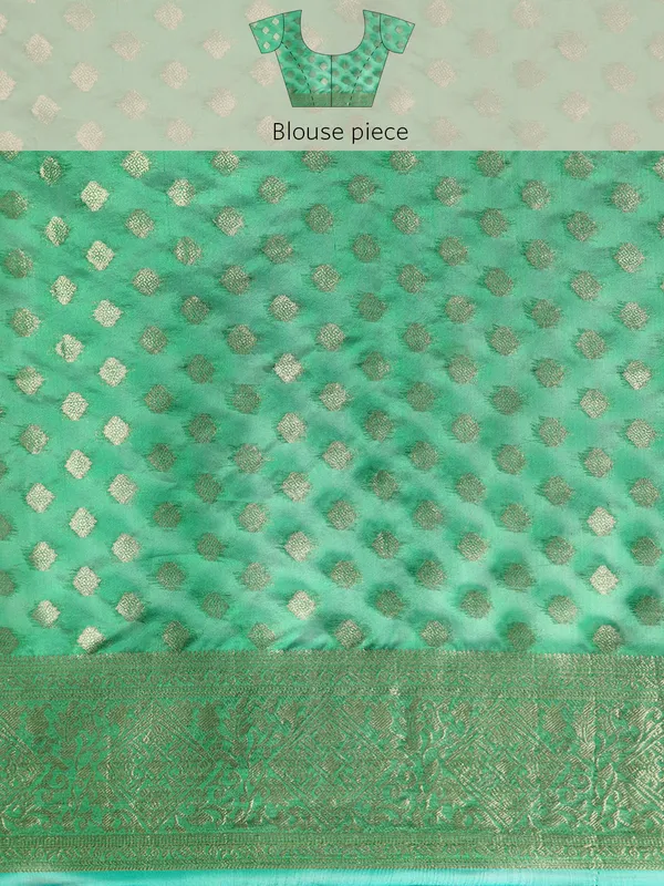 Indian_Women_Green_Organza_Silk_Land_Woven_Design_Zari_Pure_Cotton_Fusion_Saree