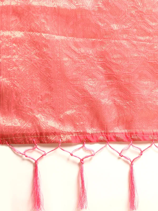 Indian_Women_Gajari__Organza_Silk_Land_Woven_Design_Zari_Pure_Cotton_Fusion_Saree