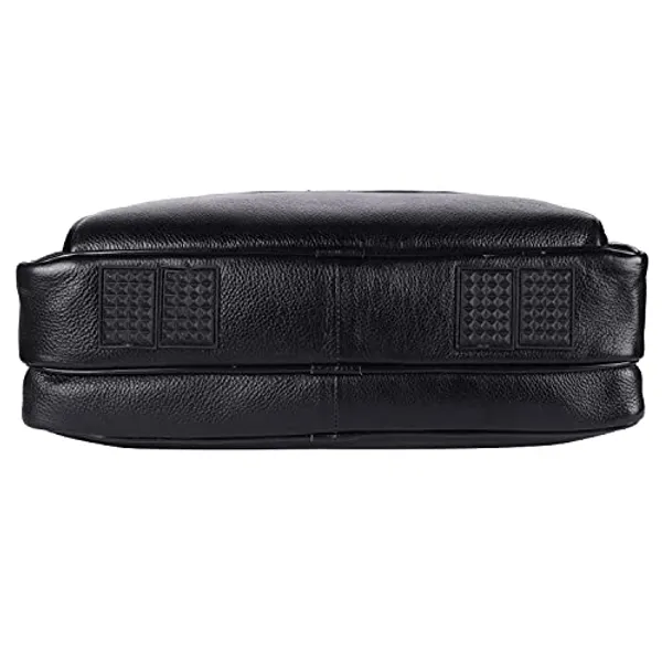 100%_pure_genuine_premium_ndm_leather_15_inch_stylish_briefcase_laptop_messenger_satchel_bag_for_men_women,_black