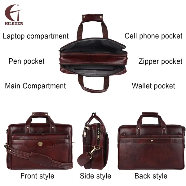 100%_pure_genuine_premium_leather_15_inches_stylish_briefcase_laptop_messenger_satchel_bag_for_men_women,_brown
