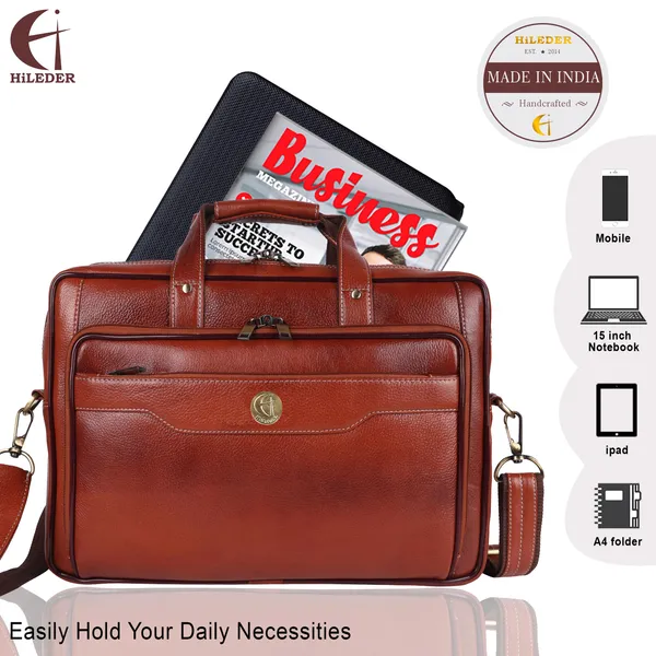 100%_pure_genuine_premium_ndm_leather_15_inch_stylish_briefcase_laptop_messenger_satchel_bag_for_men_women,_tan
