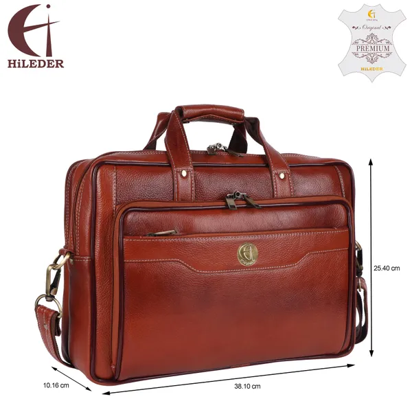100%_pure_genuine_premium_ndm_leather_15_inch_stylish_briefcase_laptop_messenger_satchel_bag_for_men_women,_tan